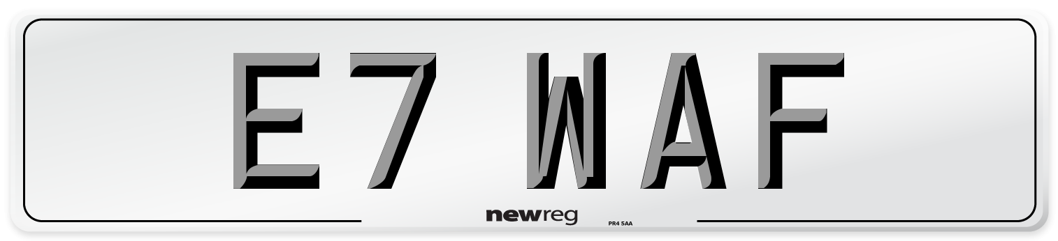 E7 WAF Number Plate from New Reg